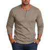 COOFANDY Mens Henley Shirt Long Sleeve Casual Stretch Solid T-Shirts Fashion Pullover Lightweight Fall Tops(Khaki)