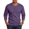 COOFANDY Mens Henley Shirt Long Sleeve Casual Stretch Solid T-Shirts Fashion Pullover Lightweight Fall Tops(Purple)