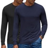 COOFANDY Men’s Long Sleeve Tee Shirts Crew Neck T-Shirt Casual Pullover Basic Tees Soft Stretch Tshirts(Black&dark Blue)