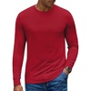 COOFANDY Men’s Long Sleeve Tee Shirts Crew Neck T-Shirt Casual Pullover Basic Tees Soft Stretch Tshirts(Red)