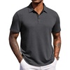 COOFANDY Mens Polo Shirts Short Sleeve Casual Summer Polo Tee Collared Tops | Button Collar,Soft Fabric,Casual Stylish,Classic Basic,Lightweight,Summer,Fashion,Golf(Dark Grey)