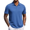COOFANDY Mens Polo Shirts Short Sleeve Casual Summer Polo Tee Collared Tops | Button Collar,Soft Fabric,Casual Stylish,Classic Basic,Lightweight,Summer,Fashion,Golf(Blue)