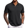 COOFANDY Mens Polo Shirts Short Sleeve Casual Summer Polo Tee Collared Tops | Button Collar,Soft Fabric,Casual Stylish,Classic Basic,Lightweight,Summer,Fashion,Golf(01-black)