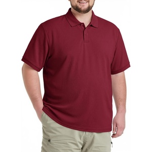 COOFANDY Men’s Big and Tall Polo Shirt Short Sleeve Cotton Pique Golf Shirt | Collared Polo, 2 Button Shirt, Breathable, Oversized, Casual, Work, Office, Outdoor Shirt for Men(Dark Red)