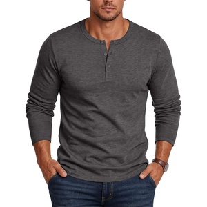 COOFANDY Mens Henley Shirt Long Sleeve Casual Stretch Solid T-Shirts Fashion Pullover Lightweight Fall Tops(Dark Grey)