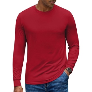 COOFANDY Men’s Long Sleeve Tee Shirts Crew Neck T-Shirt Casual Pullover Basic Tees Soft Stretch Tshirts(Red)