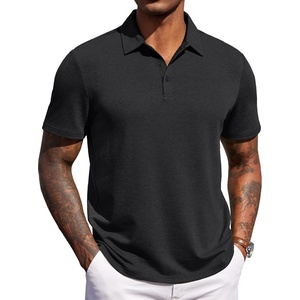 COOFANDY Mens Polo Shirts Short Sleeve Casual Summer Polo Tee Collared Tops | Button Collar,Soft Fabric,Casual Stylish,Classic Basic,Lightweight,Summer,Fashion,Golf(02-black Solid)