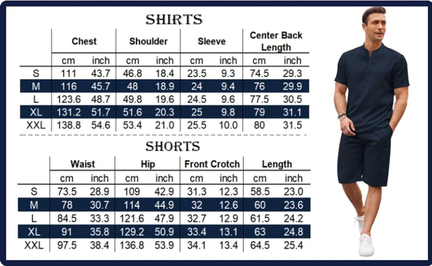 image:imageCOOFANDY Mens 2 Pieces Linen Set Casual Henley Shirts Beach Pants Outfits Button ClosureBeachSummerLightweight BreathableAdjustable DrawstringNavy Blue