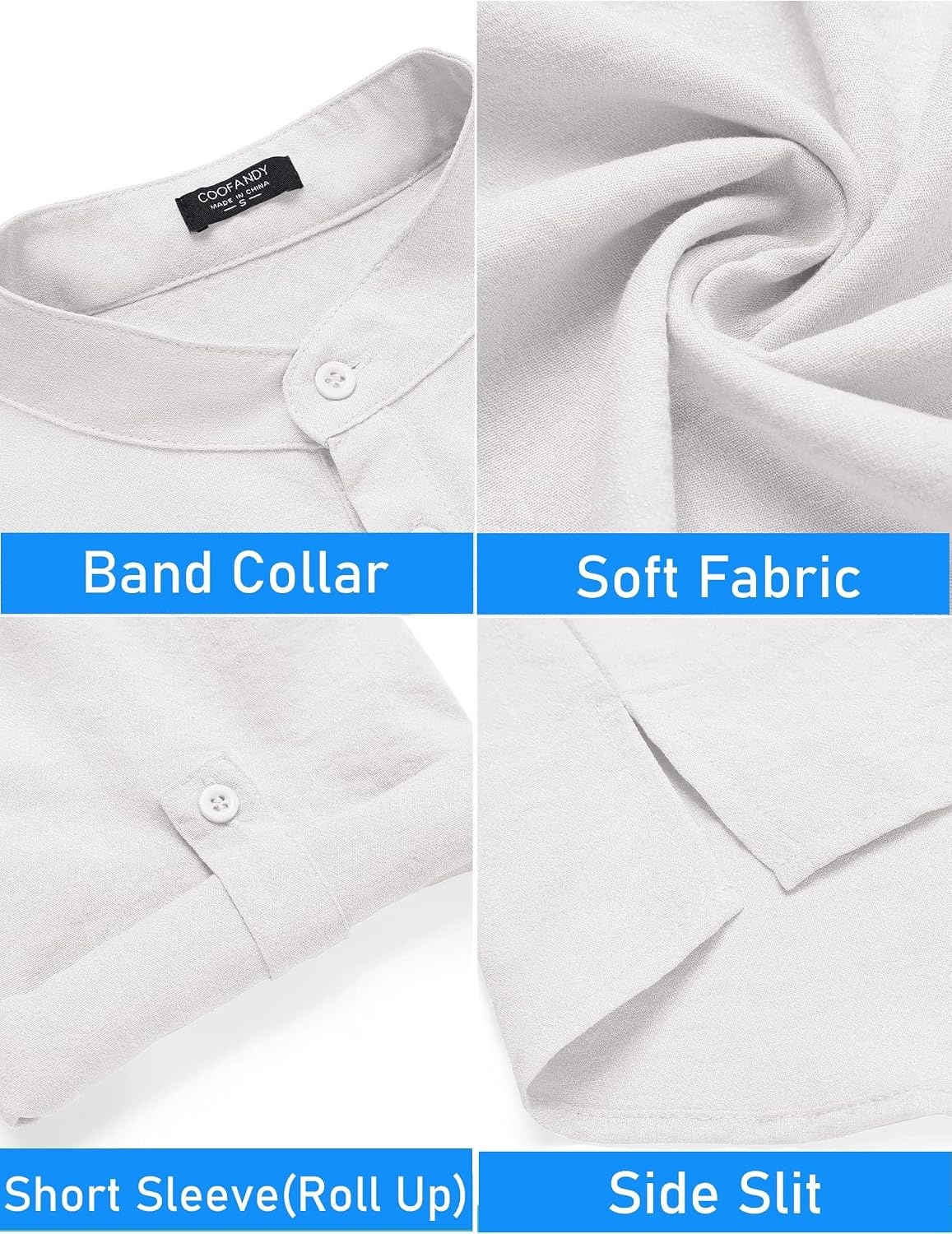 image:imageCOOFANDY Mens 2 Pieces Linen Set Henley Shirt Short Sleeve and Shorts Short Sets 2 Pieces Outfits Button Closure Lightweight Breathable Summer Beach Yoga Matching SetsAwhite