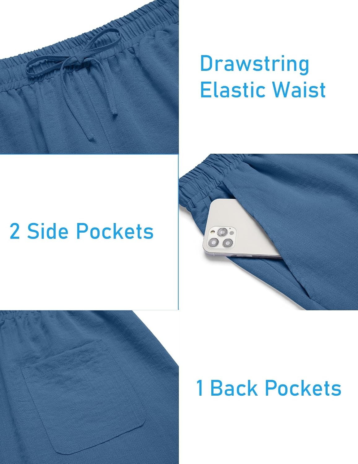 image:imageCOOFANDY Mens 2 Pieces Linen Set Henley Shirt Short Sleeve and Shorts Short Sets 2 Pieces Outfits Button Closure Lightweight Breathable Summer Beach Yoga Matching SetsDenim Blue