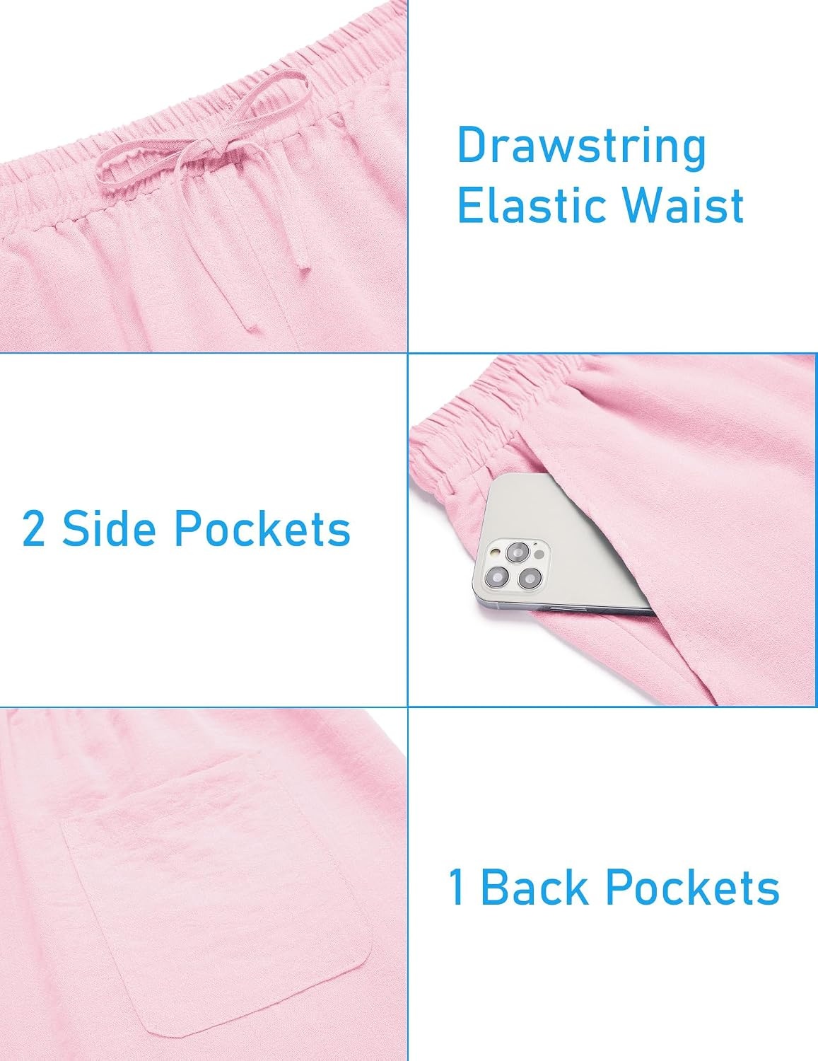 image:imageCOOFANDY Mens 2 Pieces Linen Set Henley Shirt Short Sleeve and Shorts Short Sets 2 Pieces Outfits Button Closure Lightweight Breathable Summer Beach Yoga Matching SetsPink