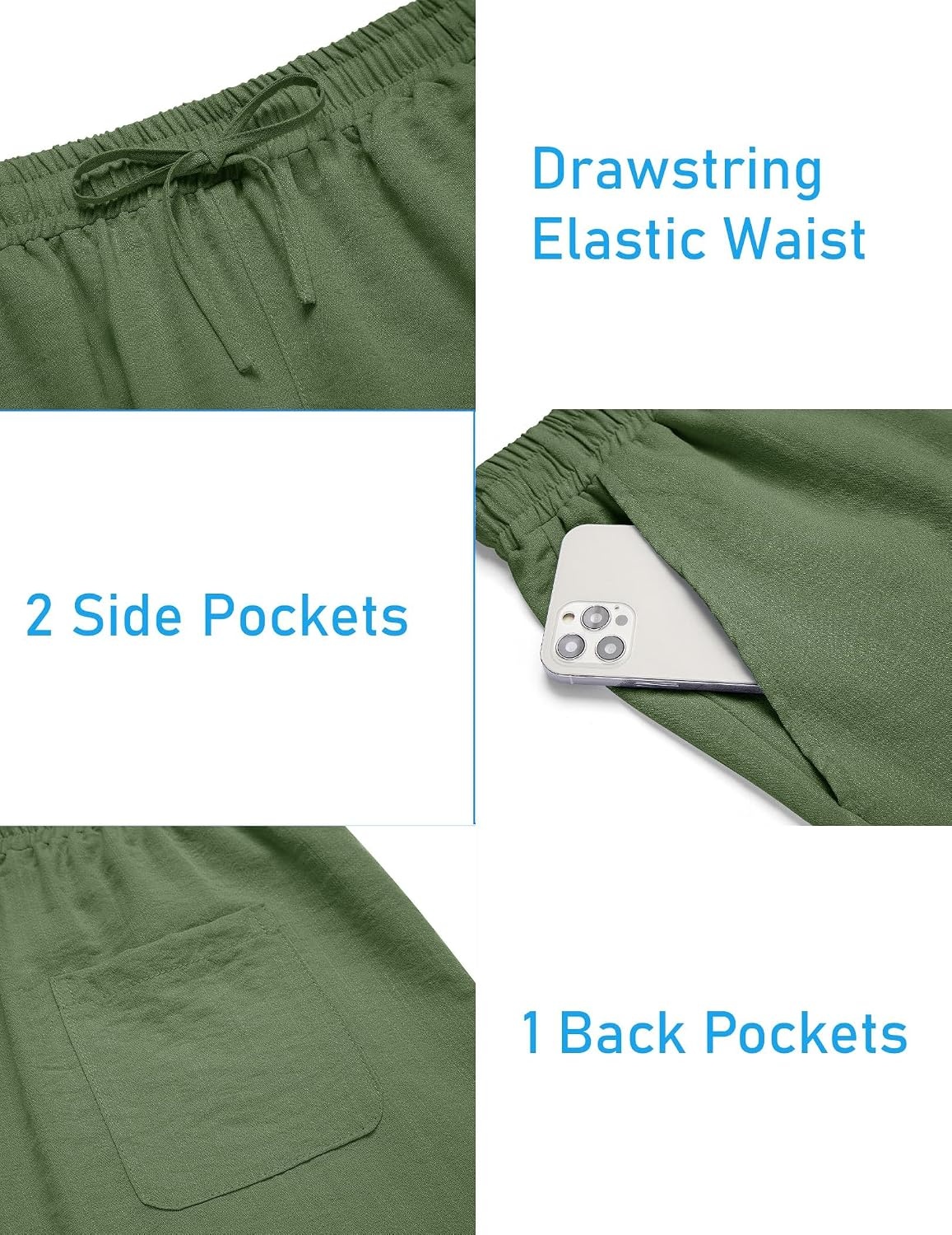 image:imageCOOFANDY Mens 2 Pieces Linen Set Henley Shirt Short Sleeve and Shorts Short Sets 2 Pieces Outfits Button Closure Lightweight Breathable Summer Beach Yoga Matching SetsArmy Green