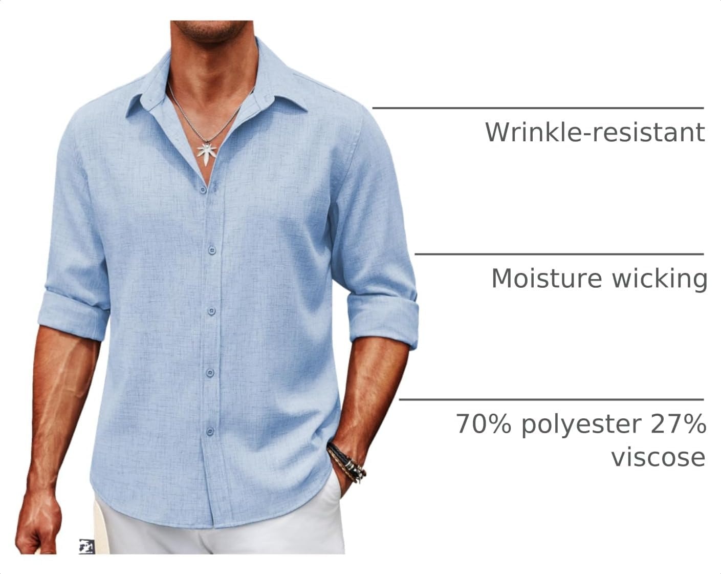 image:imageCOOFANDY Mens Button Down Shirt Long Sleeve Untucked Shirts Summer Casual Dress ShirtsAngel Falls