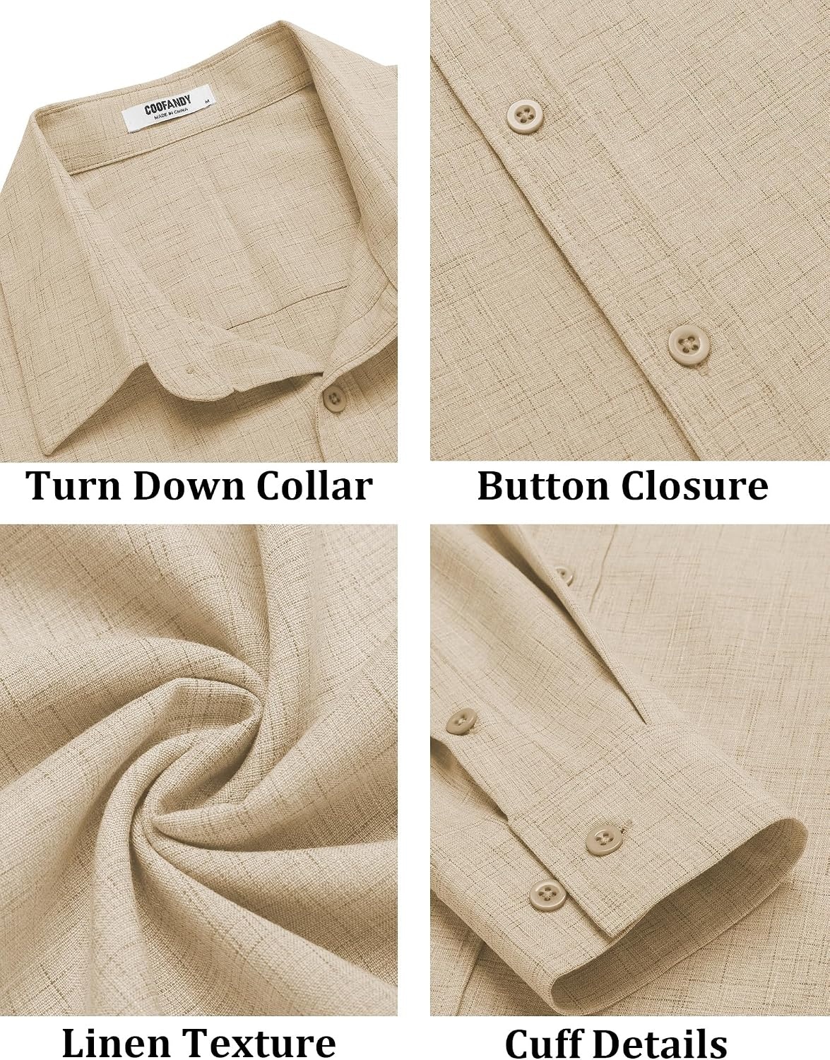 image:imageCOOFANDY Mens Button Down Shirt Long Sleeve Untucked Shirts Summer Casual Dress ShirtsShortbread