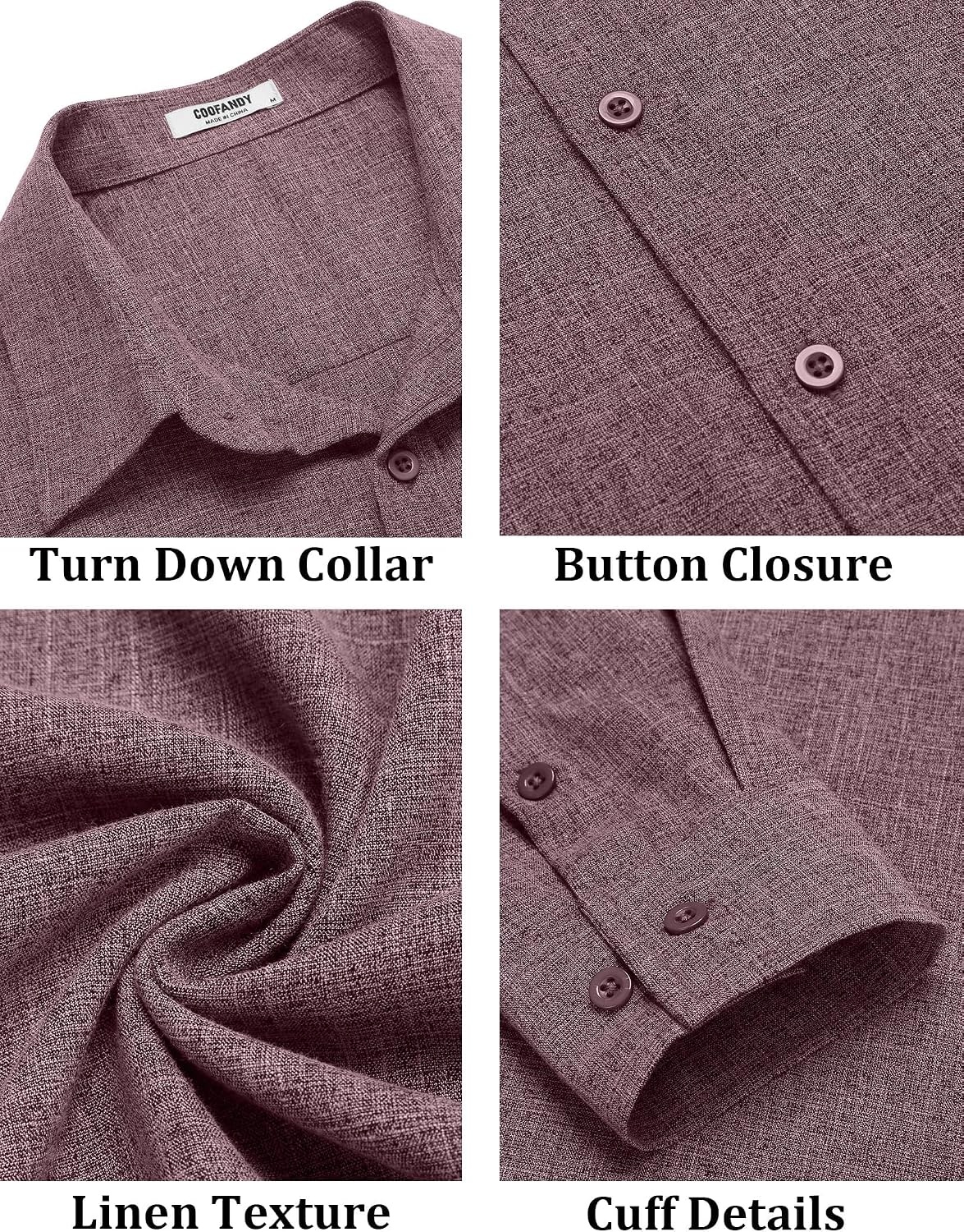 image:imageCOOFANDY Mens Button Down Shirt Long Sleeve Untucked Shirts Summer Casual Dress ShirtsTawny Port