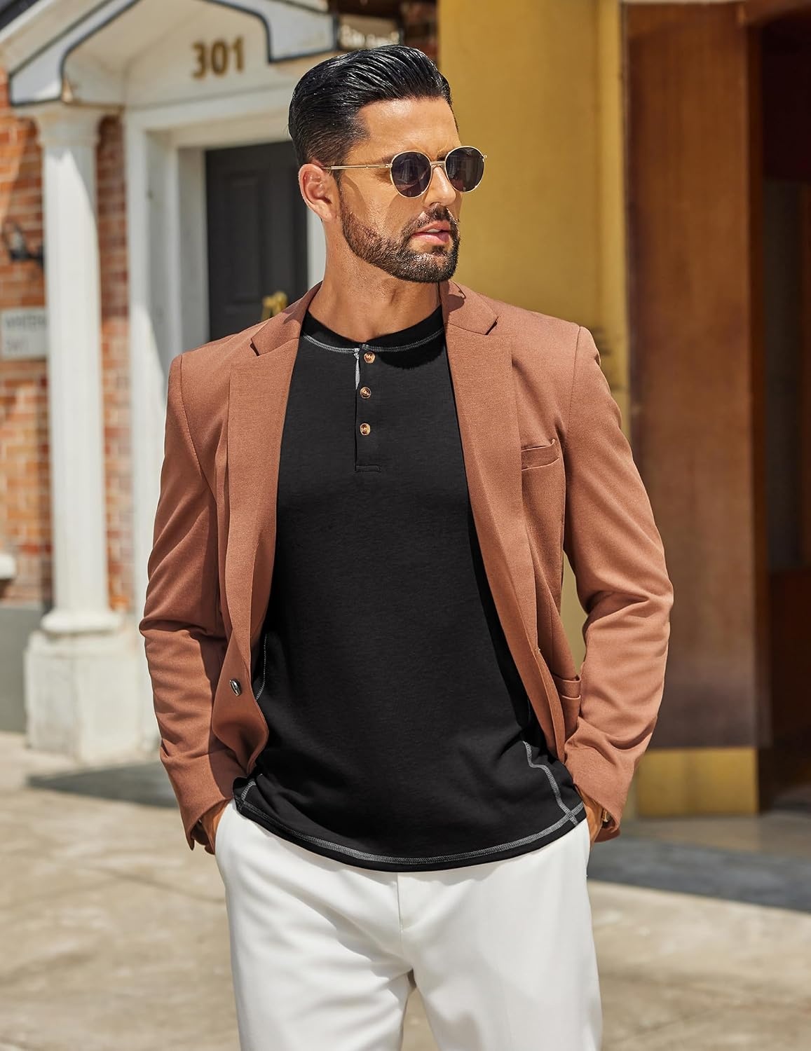 image:imageCOOFANDY Mens Henley Shirts Long Sleeve Casual TShirts Lightweight Tee Maverick SlubLightweightClassicSoft StretchCasualFashion01black