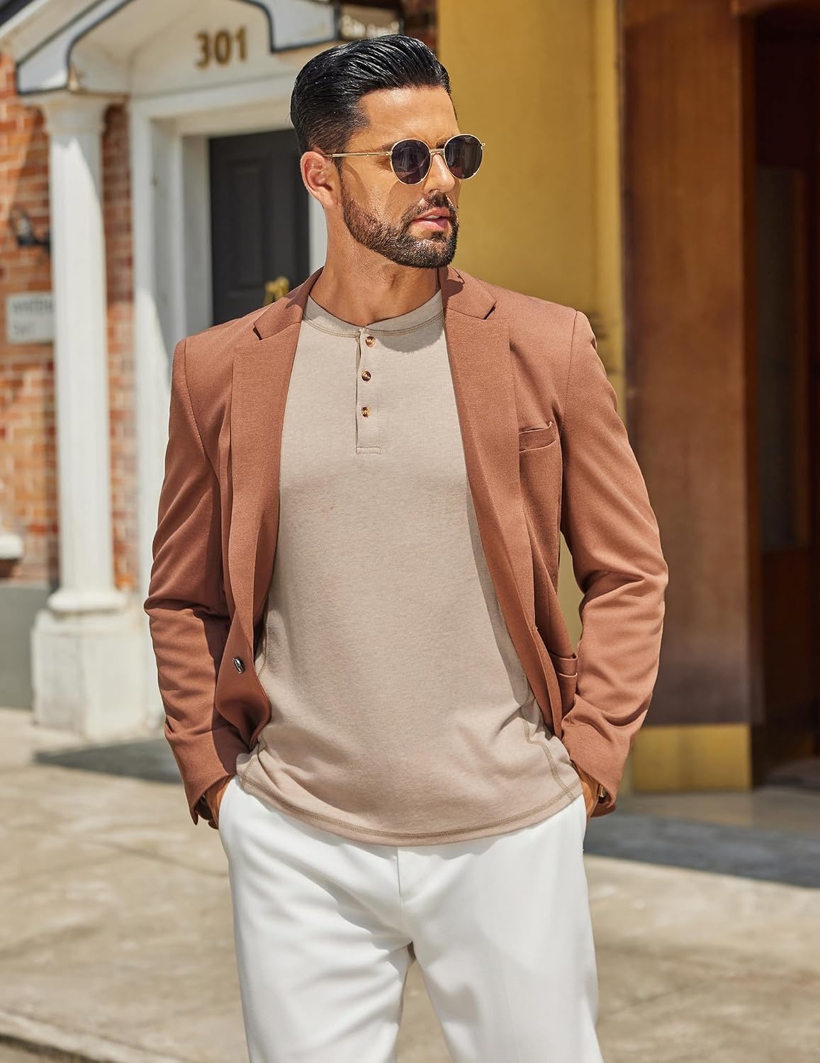 image:imageCOOFANDY Mens Henley Shirts Long Sleeve Casual TShirts Lightweight Tee Maverick SlubLightweightClassicSoft StretchCasualFashion01light Khaki