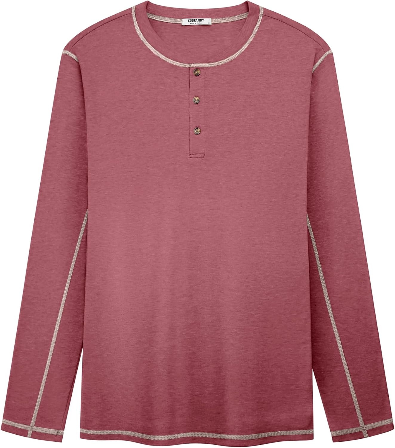 image:imageCOOFANDY Mens Henley Shirts Long Sleeve Casual TShirts Lightweight Tee Maverick SlubLightweightClassicSoft StretchCasualFashionWine Red