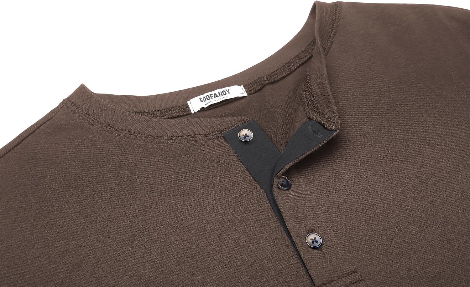 image:imageCOOFANDY Mens Long Sleeve Henley Shirts Cotton TShirts Casual Pullover Shirt Soft Stretch Basic Tees Fall TopsCaramel Brown