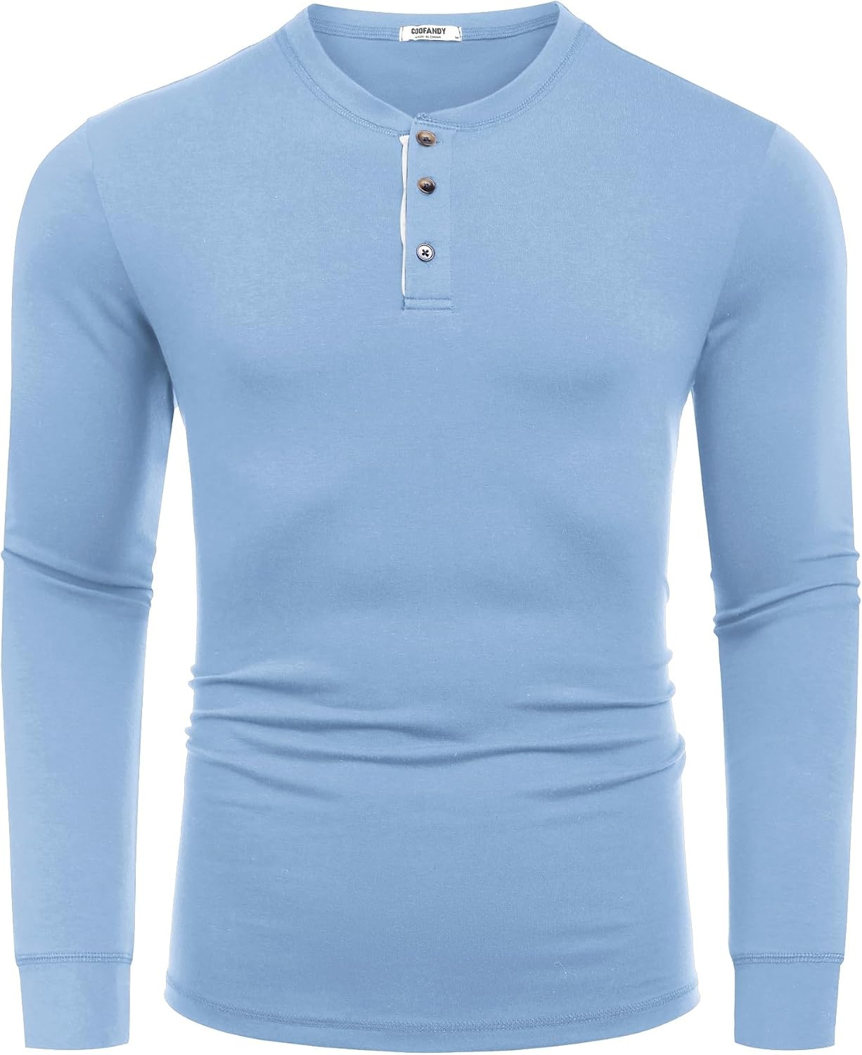 image:imageCOOFANDY Mens Long Sleeve Henley Shirts Cotton TShirts Casual Pullover Shirt Soft Stretch Basic Tees Fall TopsSapphire