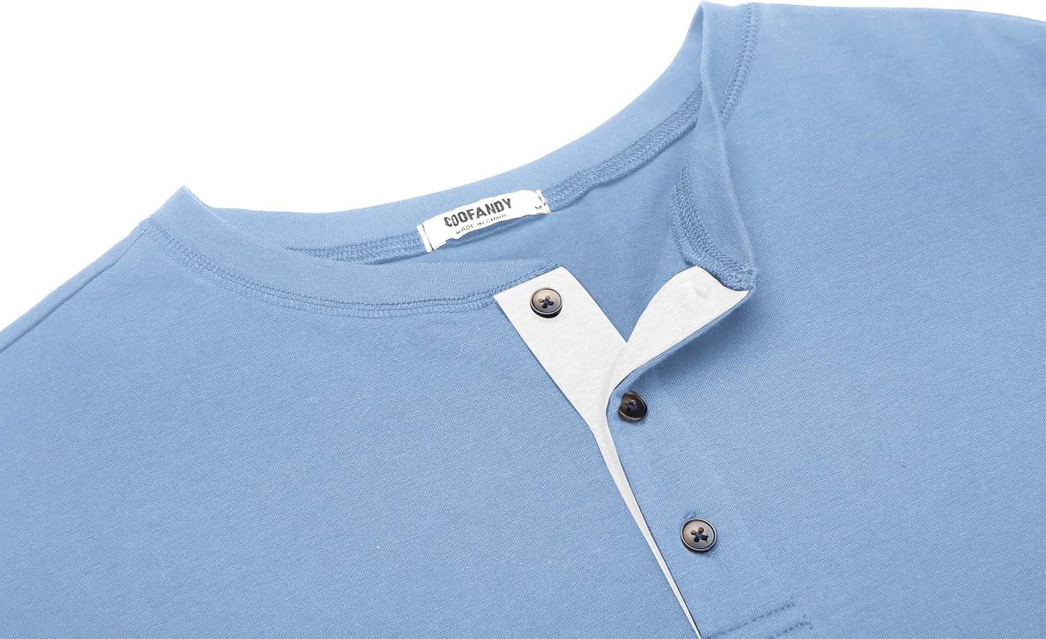image:imageCOOFANDY Mens Long Sleeve Henley Shirts Cotton TShirts Casual Pullover Shirt Soft Stretch Basic Tees Fall TopsSapphire