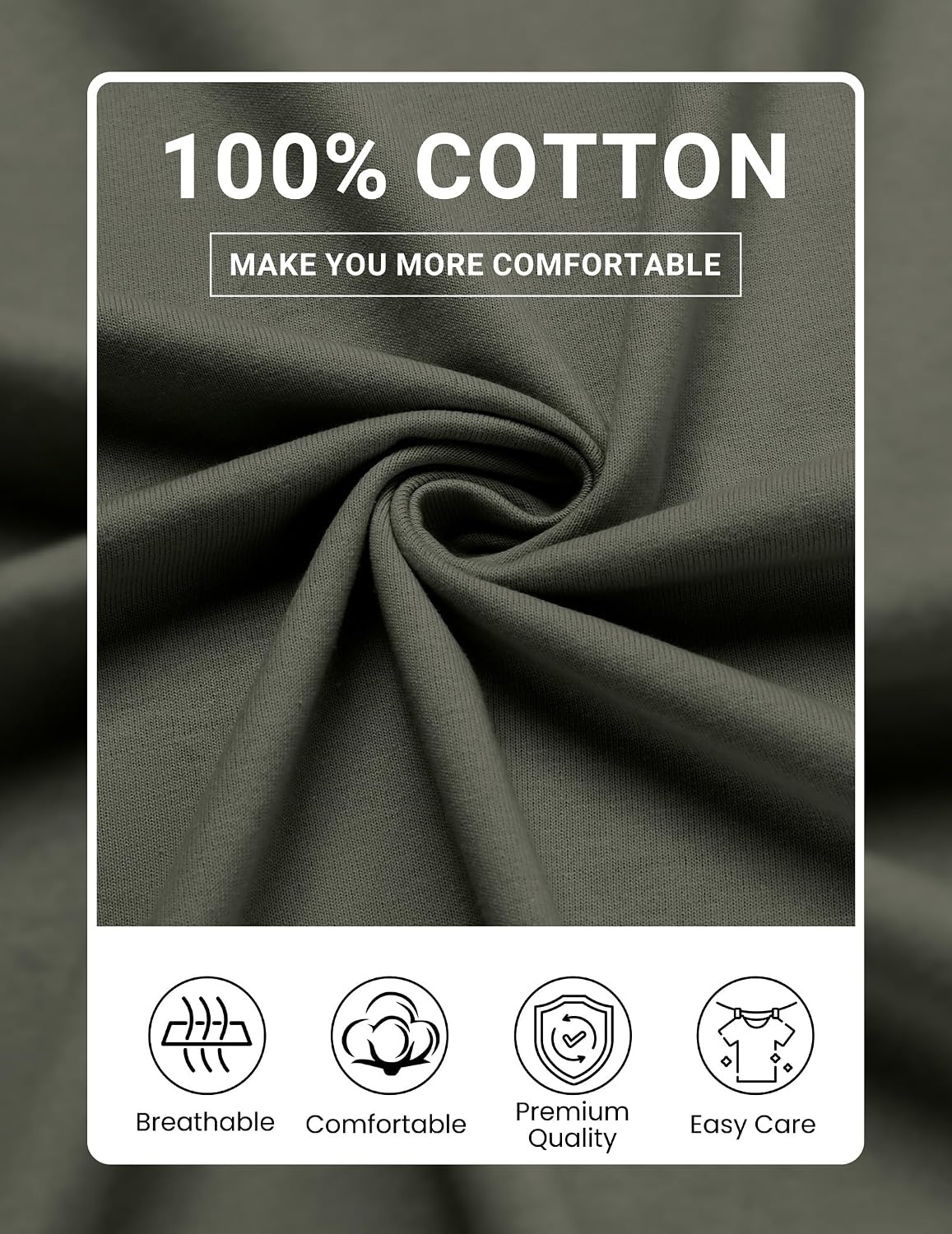 image:imageCOOFANDY Mens Long Sleeve Shirts Crew Neck Cotton TShirt Casual Shirts Cotton Fabric Comfortable and Breathable for Daily Wear Ribbed Crew Neck reinforced with DoubleNeedle TopstitchingArmy Green