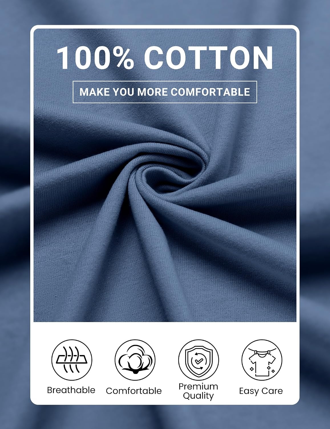 image:imageCOOFANDY Mens Long Sleeve Shirts Crew Neck Cotton TShirt Casual Shirts Cotton Fabric Comfortable and Breathable for Daily Wear Ribbed Crew Neck reinforced with DoubleNeedle TopstitchingGrey Blue