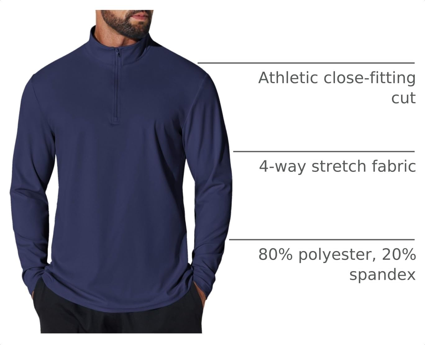 image:imageCOOFANDY Mens Quarter Zip Pullover 14 Zip Mock Neck Sun Protection Lightweight Athletic Golf Polo ShirtsNavy Blue