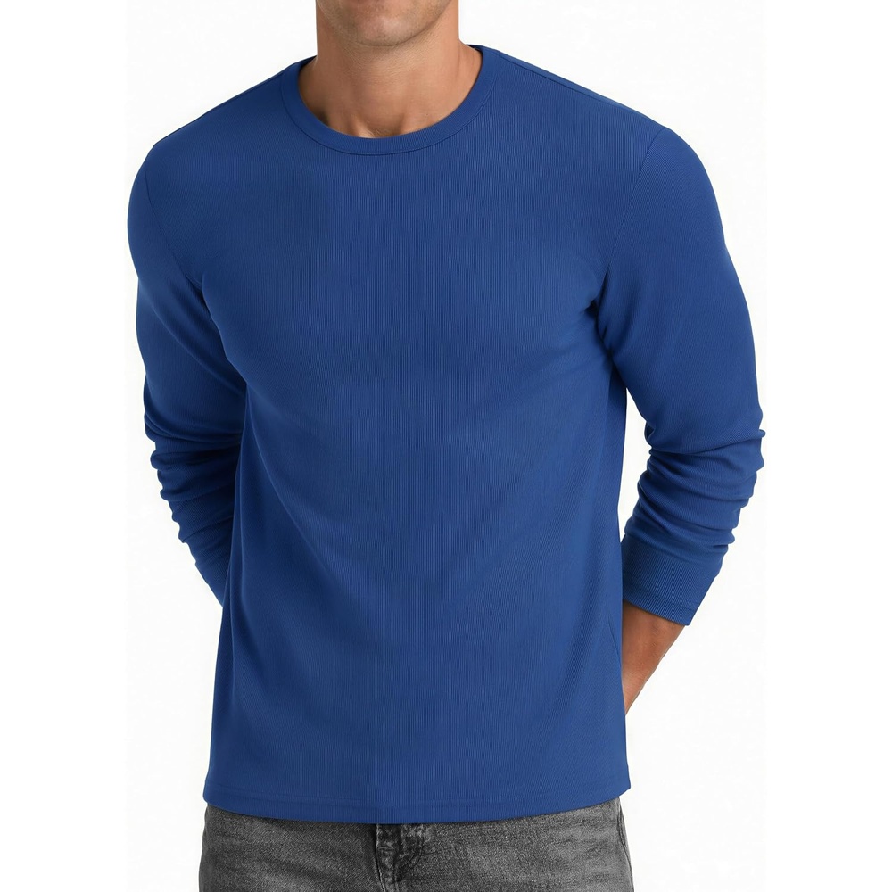 image:imageCOOFANDY Mens Long Sleeve Muscle T Shirts Slim Fit Casual Crew Neck Ribbed Tee ShirtsRoyal Blue