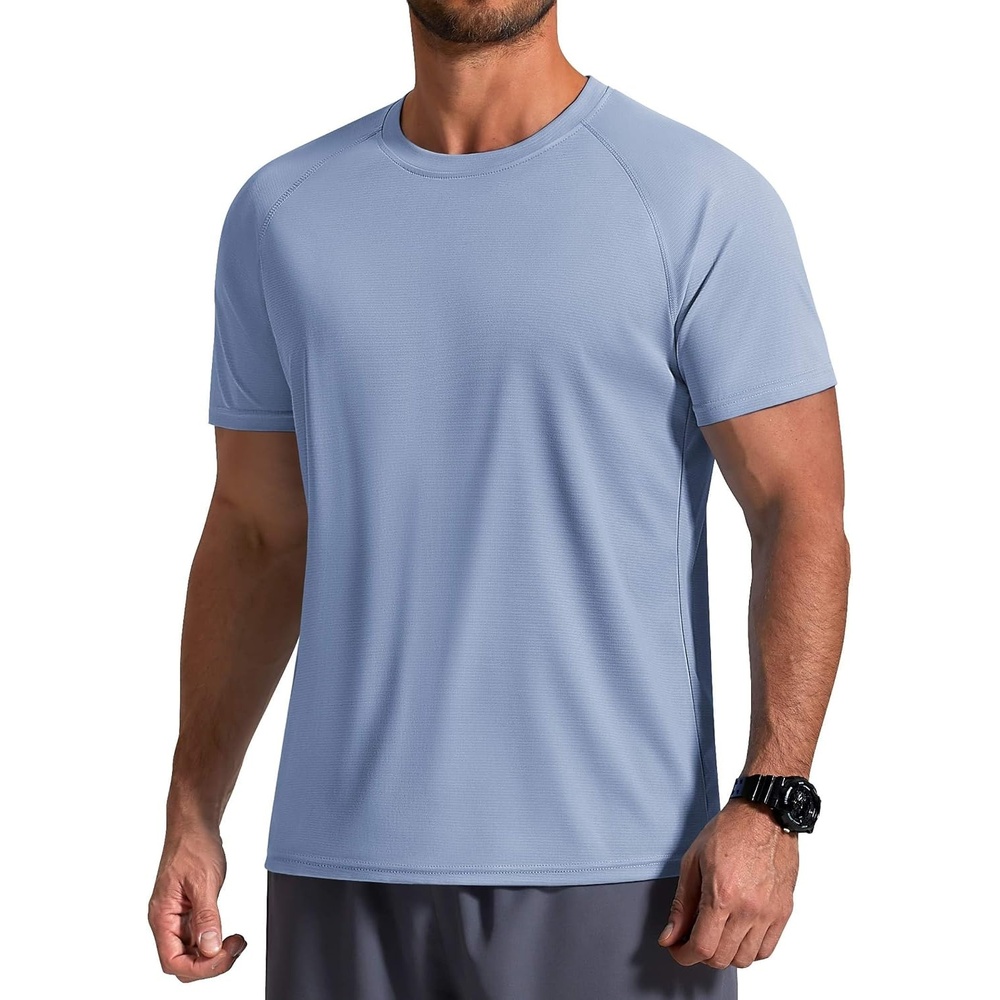 image:imageCOOFANDY Mens Swim Shirt Short Sleeve UPF 50 Sun Shirts Rash Guard Quick Dry Beach Water T Shirts for Men01light Blue