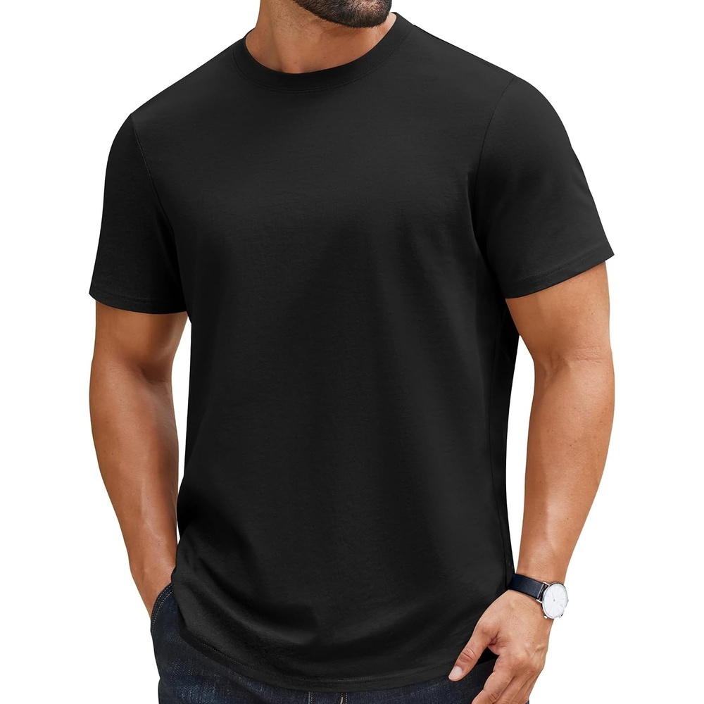 image:imageCOOFANDY Mens Tshirts 100 Cotton Big Tall T Shirts Basic Tees Plain T ShirtsBlack