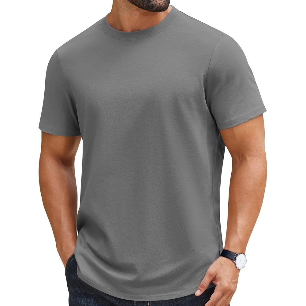image:imageCOOFANDY Mens Tshirts 100 Cotton Big Tall T Shirts Basic Tees Plain T ShirtsDark Grey