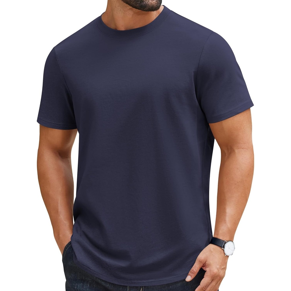 image:imageCOOFANDY Mens Tshirts 100 Cotton Big Tall T Shirts Basic Tees Plain T ShirtsNavy