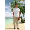 COOFANDY Men’s 2 Pieces Cotton Linen Set Casual Short Sleeve Henley Shirts Beach Yoga Pants Summer Outfits(White + Khaki)
