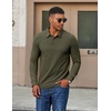 COOFANDY Men’s Corduroy Long Sleeve Polo Shirts Collared Pullover | Soft Textured Fabric, Quarter Button Placket, Lightweight, Regular Fit, Fall Fashion, Business Casual Work Wear(Army Green)