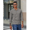 COOFANDY Men’s Corduroy Long Sleeve Polo Shirts Collared Pullover | Soft Textured Fabric, Quarter Button Placket, Lightweight, Regular Fit, Fall Fashion, Business Casual Work Wear(Light Grey)