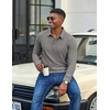 COOFANDY Men’s Corduroy Long Sleeve Polo Shirts Collared Pullover | Soft Textured Fabric, Quarter Button Placket, Lightweight, Regular Fit, Fall Fashion, Business Casual Work Wear(Light Grey)
