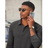 COOFANDY Men’s Corduroy Long Sleeve Polo Shirts Collared Pullover | Soft Textured Fabric, Quarter Button Placket, Lightweight, Regular Fit, Fall Fashion, Business Casual Work Wear(Dark Grey)