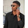 COOFANDY Men’s Corduroy Long Sleeve Polo Shirts Collared Pullover | Soft Textured Fabric, Quarter Button Placket, Lightweight, Regular Fit, Fall Fashion, Business Casual Work Wear(Black)