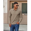 COOFANDY Men’s Corduroy Long Sleeve Polo Shirts Collared Pullover | Soft Textured Fabric, Quarter Button Placket, Lightweight, Regular Fit, Fall Fashion, Business Casual Work Wear(Khaki)