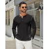 COOFANDY Men’s Henley Shirts Long Sleeve Casual T-Shirts Lightweight Tee | Maverick Slub,Lightweight,Classic,Soft Stretch,Casual,Fashion(01-black)