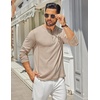 COOFANDY Men’s Henley Shirts Long Sleeve Casual T-Shirts Lightweight Tee | Maverick Slub,Lightweight,Classic,Soft Stretch,Casual,Fashion(01-light Khaki)