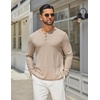 COOFANDY Men’s Henley Shirts Long Sleeve Casual T-Shirts Lightweight Tee | Maverick Slub,Lightweight,Classic,Soft Stretch,Casual,Fashion(01-light Khaki)