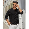 COOFANDY Men’s Henley Shirts Long Sleeve Casual T-Shirts Lightweight Tee | Maverick Slub,Lightweight,Classic,Soft Stretch,Casual,Fashion(02-black)