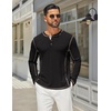 COOFANDY Men’s Henley Shirts Long Sleeve Casual T-Shirts Lightweight Tee | Maverick Slub,Lightweight,Classic,Soft Stretch,Casual,Fashion(02-black)