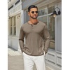 COOFANDY Men’s Henley Shirts Long Sleeve Casual T-Shirts Lightweight Tee | Maverick Slub,Lightweight,Classic,Soft Stretch,Casual,Fashion(02-khaki)
