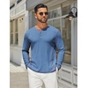 COOFANDY Men’s Henley Shirts Long Sleeve Casual T-Shirts Lightweight Tee | Maverick Slub,Lightweight,Classic,Soft Stretch,Casual,Fashion(Blue)
