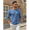 COOFANDY Men’s Henley Shirts Long Sleeve Casual T-Shirts Lightweight Tee | Maverick Slub,Lightweight,Classic,Soft Stretch,Casual,Fashion(Blue)