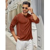 COOFANDY Men’s Henley Shirts Long Sleeve Casual T-Shirts Lightweight Tee | Maverick Slub,Lightweight,Classic,Soft Stretch,Casual,Fashion(Caramel)