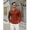 COOFANDY Men’s Henley Shirts Long Sleeve Casual T-Shirts Lightweight Tee | Maverick Slub,Lightweight,Classic,Soft Stretch,Casual,Fashion(Caramel)
